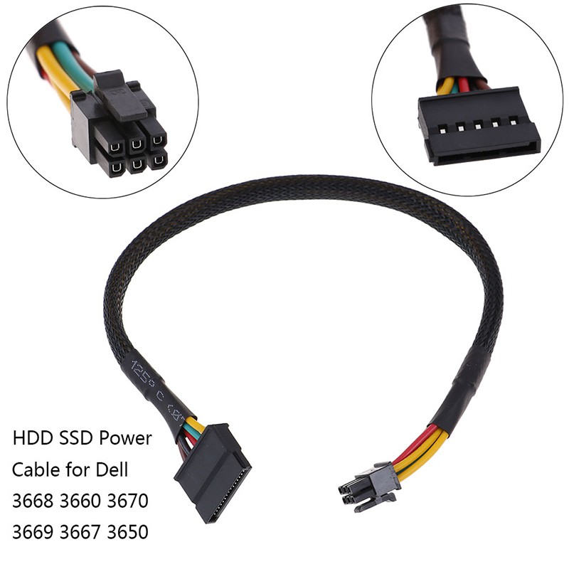 (Ele) Kabel Power Converter Hdd Ssd 6 Pin To Sata 15pin Warna Putih Untuk Dell 3668 3667 3650