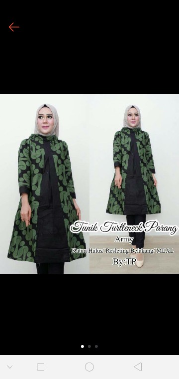 Tunik Turtleneck Parang Jumbo Tunik Batik Murah  Atasan Batik Seragam Kantor Modern