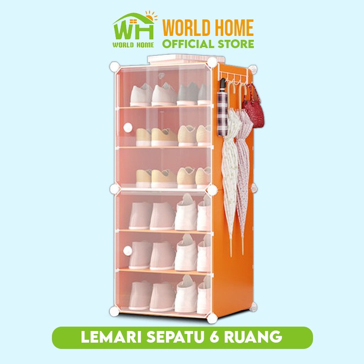 WHI Rak Sepatu 6 Susun Anti Debu Layer Rak Sepatu Plastik Tebal Shoes Rack Portable Serbaguna Kotak Sepatu Portab box sepatu rak sepatu