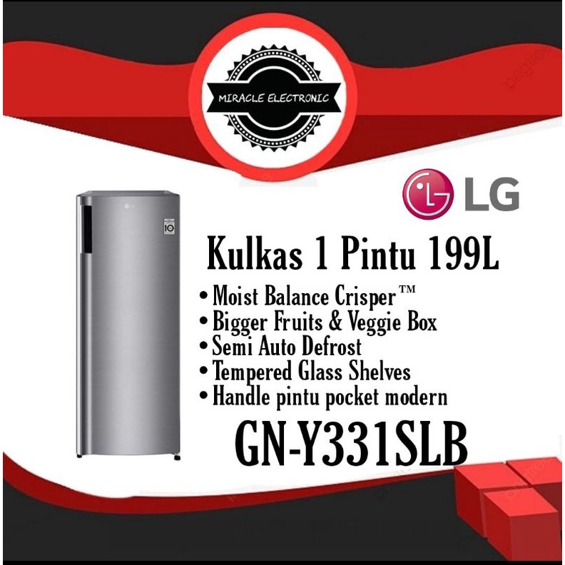 LG GN-Y331SLB Kulkas 1 Pintu 199L Moist Balance Crisper Y331SLB