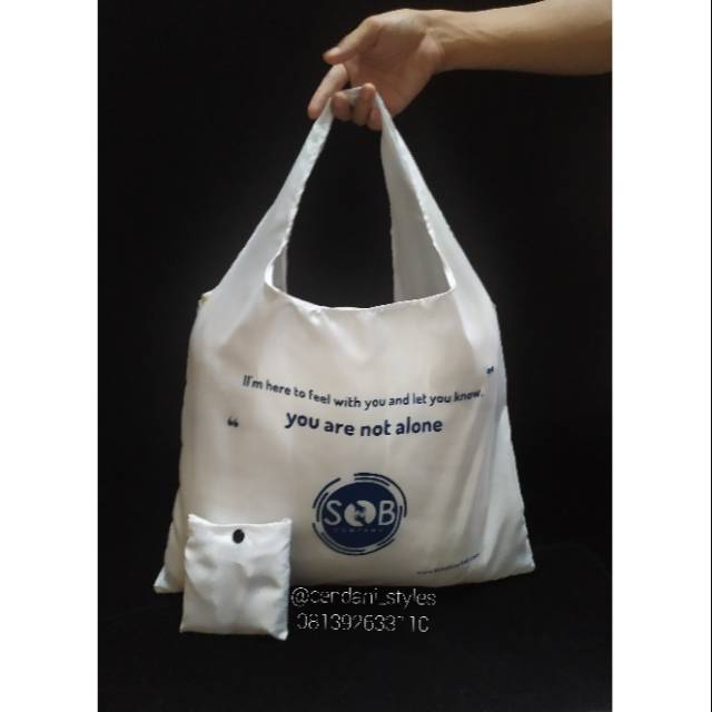Tas belanja lipat wanita cantik custom parasut unik sablon jogja unik