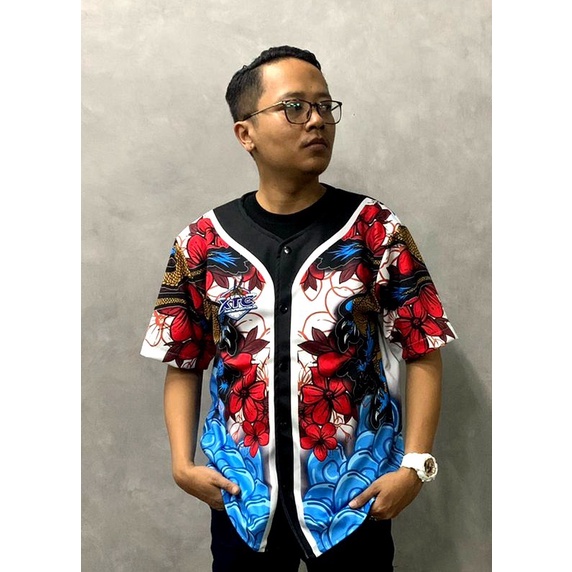 KEMEJA BASEBALL XTC YAKUZA PUTIH ETBBW001 TANGAN PENDEK MURAH LIMITED EDITION