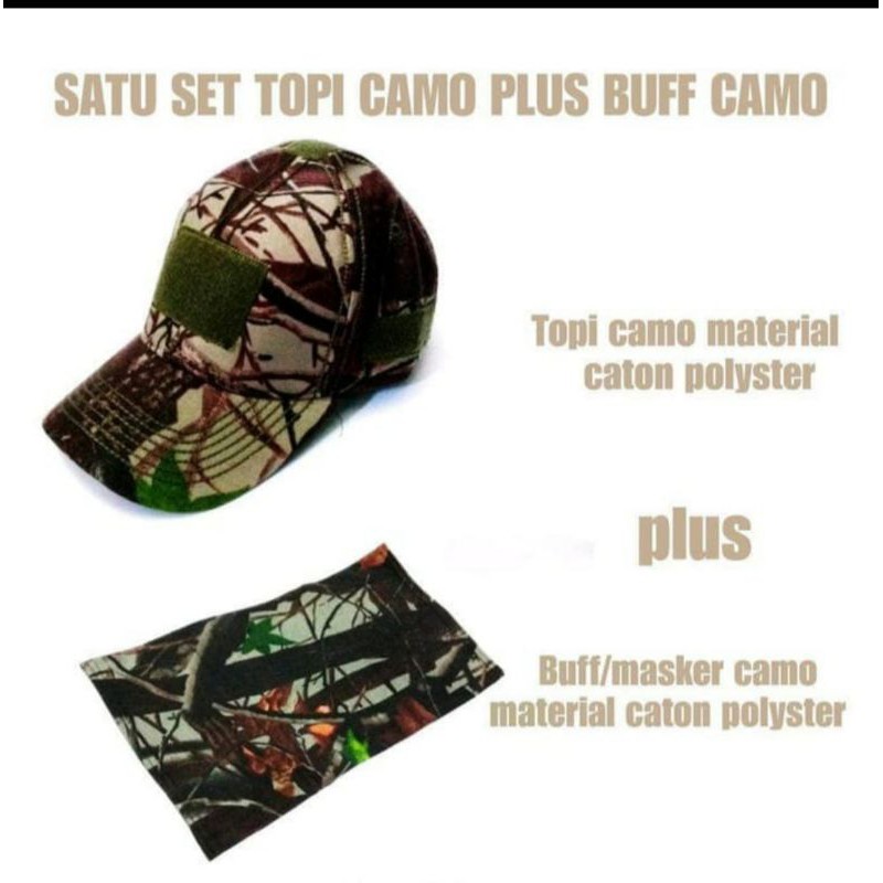 topi camo perbakin satu set buff camo