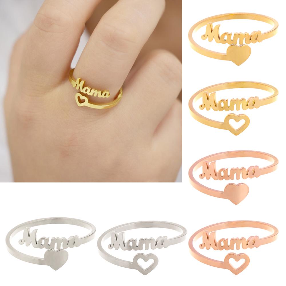 Lily Populer Aksesoris MAMA Hati Cincin Aadjustable