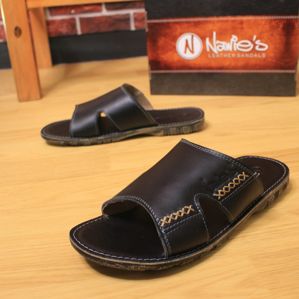 Sandal Slide JAGUAR Sendal Selop japit Kuat bahan Kulit sapi Asli genuine leather Pria Cowok