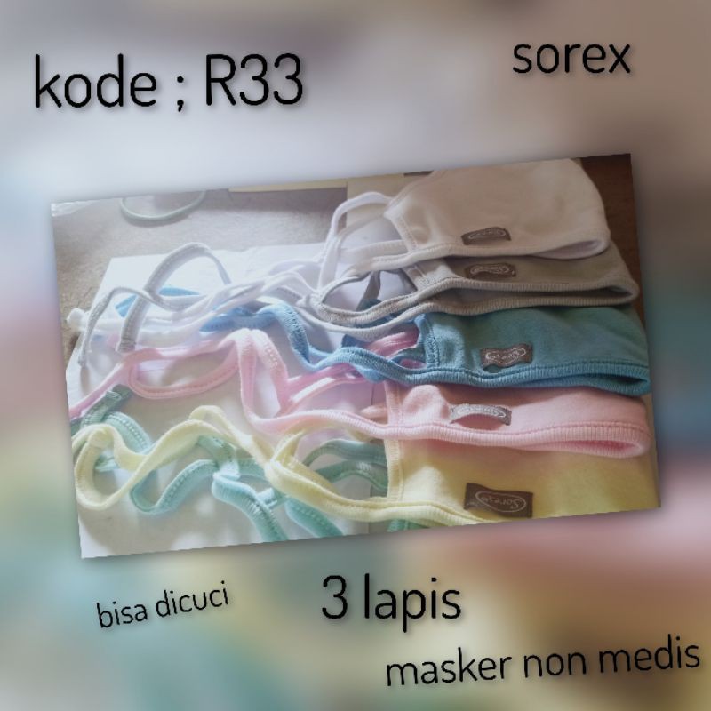 MASKER SOREX R33 UNTUK REMAJA/DEWASA (3 LAPIS KAIN)