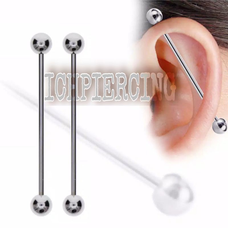 {ICH}Surgical Steel Industrial Bar Scaffold Ear Barbell Ring Women Piercing