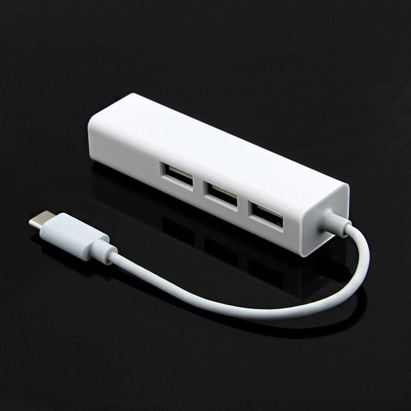 USB Type C Lan Adaptor with 3 Port USB Hub - SYZD-LAN100+U2 - White