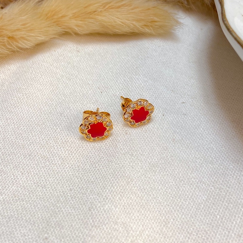 anting tusuk xuping yaxiya motif permata bulat merah