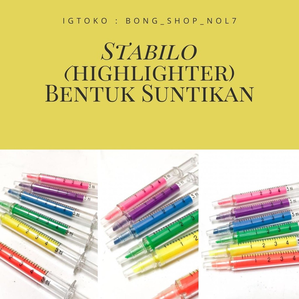 

Highlighter Unik Berbentuk Suntikan|Highlighter Suntikan Lucu dan Unik