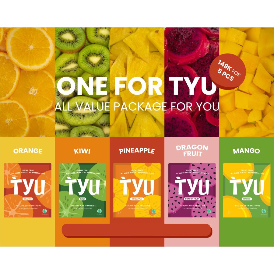 

TYU Package Dried Fruits | Mango | Pineapple | Dragofruit | Kiwi | Orange