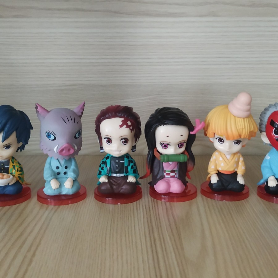 6 pcs/set Kimetsu No Yaiba Chibi Anime Demon Slayer Tanjiro Nezuko