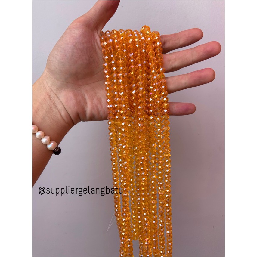 Crystal Ceko transparan 6mm ORANGE bening oren bahan gelang kalung DIY