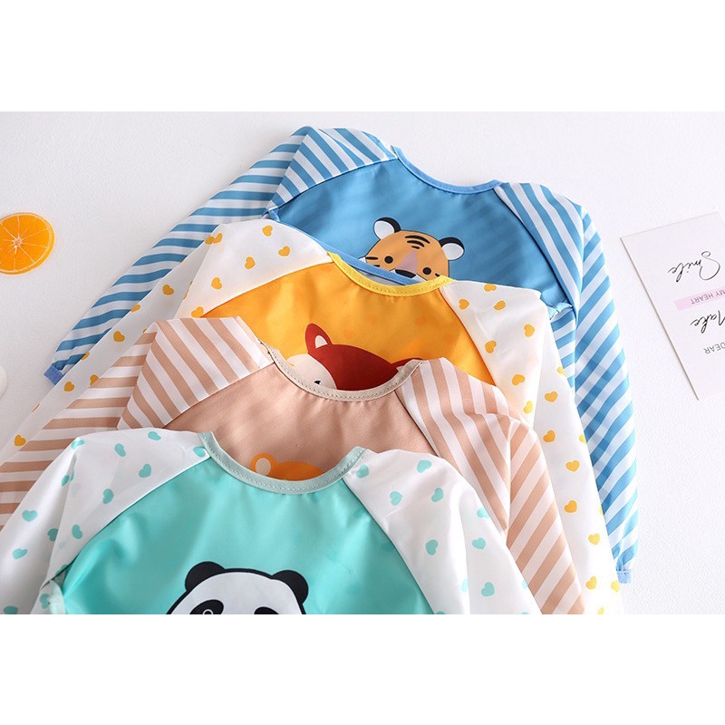 BIB BAYI BAJU BLW LENGAN PANJANG / BABY SILICONE CELEMEK MAKAN MPASI / SLABBER / TATAKAN AIR LIUR DQIN DA catalog