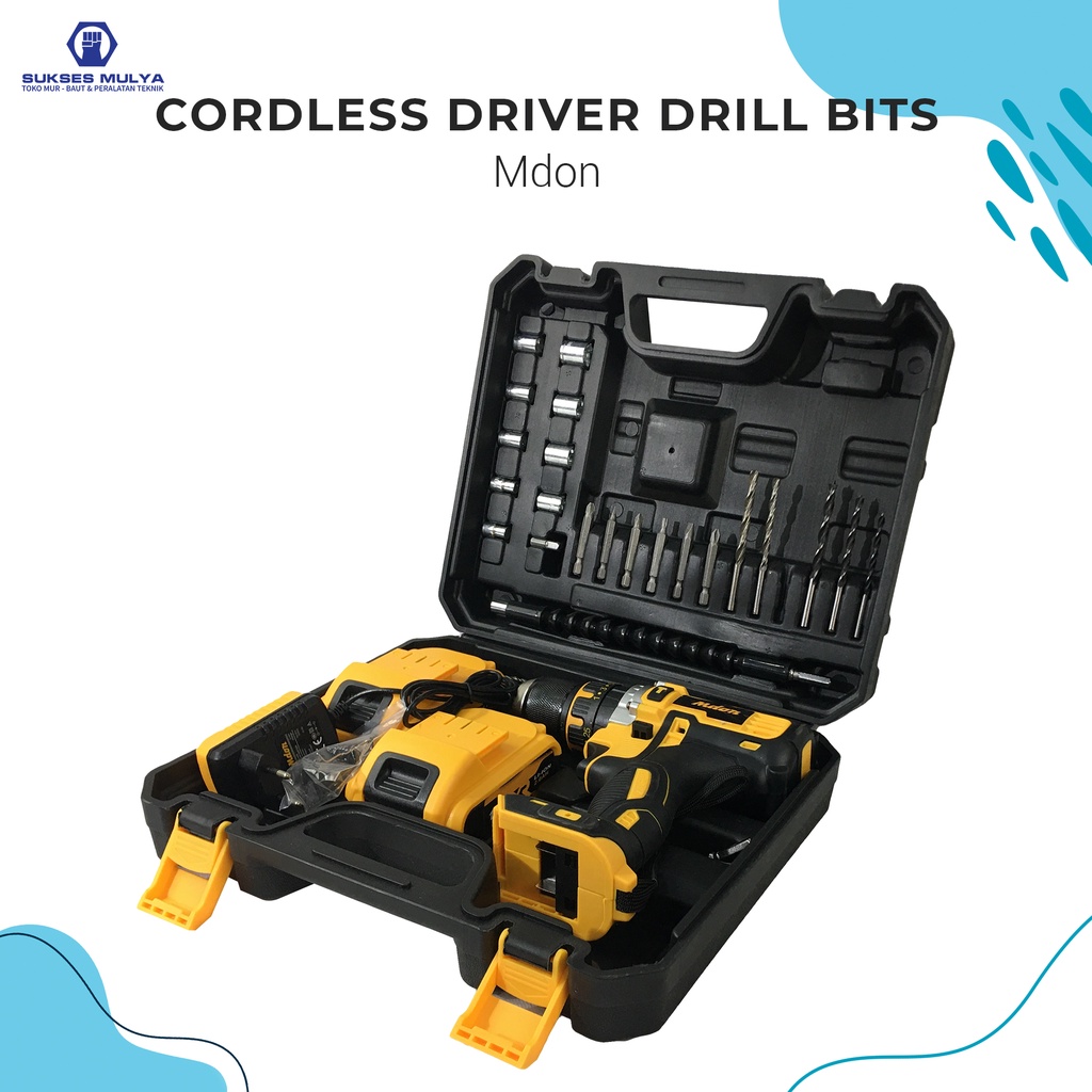 MDON 18TS 18V Mesin Bor Charger Besi Kayu Baterai Cordless Drill