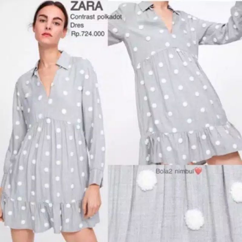 JUAL RUGI ZARA polka tunik grey