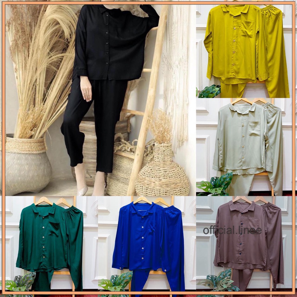 KEMEJA RAYON POLOS | PIYAMA PANJANG POLOS / Piyama Rayon / Pajamas Rayon / Piyama polos murah