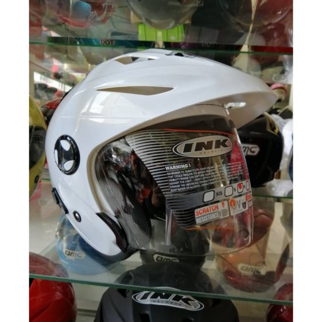 HELM INK FLASH WHITE DOUBLE VISOR ORIGINAL HELM TOURING INK FLASH PUTIH DOBELVISOR HELM INK TOPI ORI