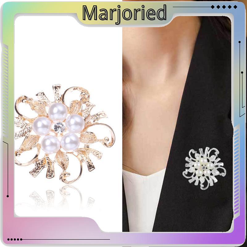 Pakaian All-Match High-end Pearl Fashion Floral Alloy Bros Kepingan Salju Berlapis Perak-MJD