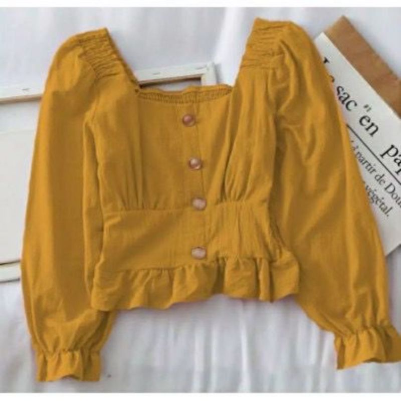 Read Baju Wanita Blouse atau atasan Wanita warna kuning kunyit