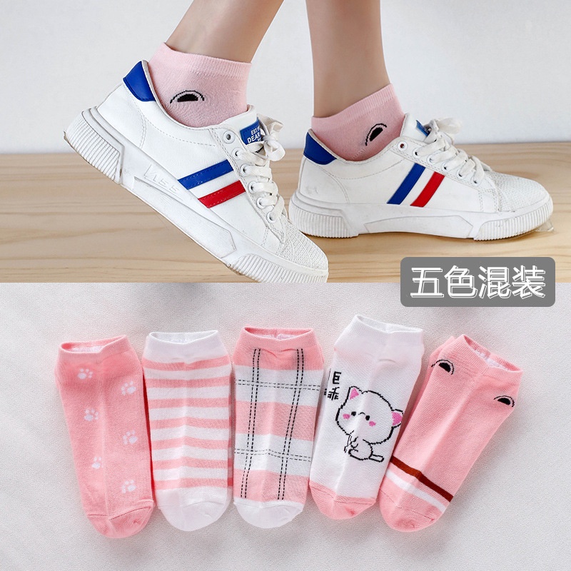 [littlecrab] Kaos Kaki Kucing Lucu Pink Cat Women Socks Import Kaos Kaki Berkualitas Pinky Imut Korean Style