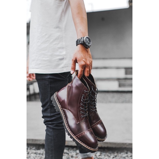 Sepatu Boots Kulit Asli - Vigos Titan Oxblood