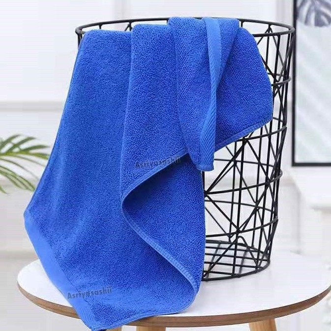 Handuk Tanggung Biru 50x100 Asriyasashii Cotton 100% Tebal Lembut Termurah Terlaris