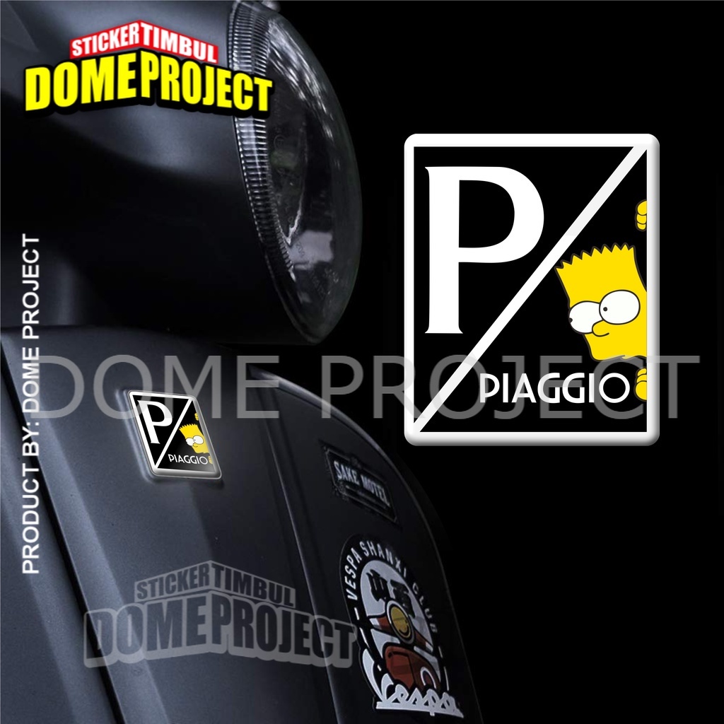 EMBLEM DASI VESPA PIAGGIO BART SIMPSON HITAM STIKER RESIN LENTUR STIKER BODY MOTOR AKSESORIES VESPA