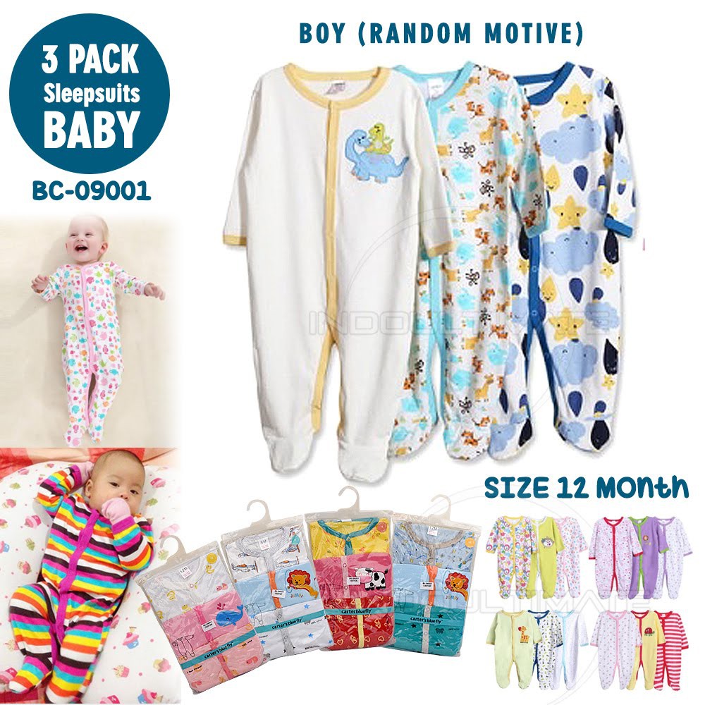 3 Pc Jumper Bayi Baby Perempuan Laki Laki Baru Lahir Lengan Panjang Karakter BC-09001 Set Pakaian