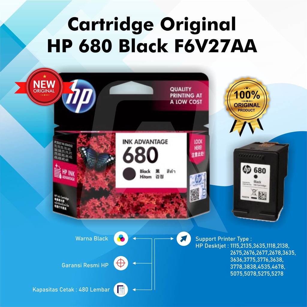 Tinta HP 680 Black Original Ink Cartridge