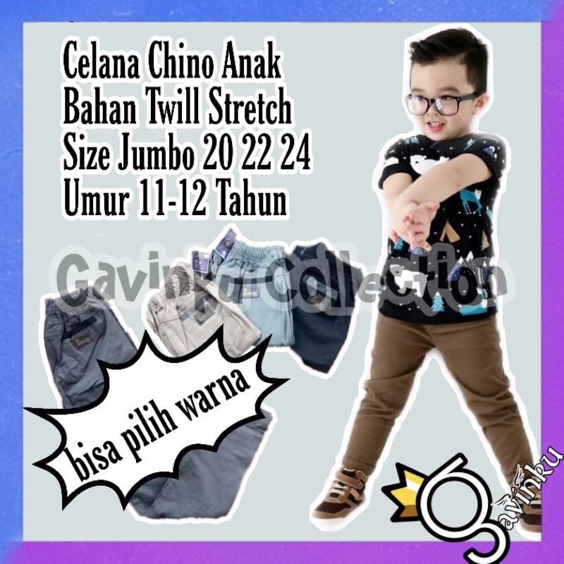 Celana Panjang Chino Anak Laki Laki Umur 11 12 Tahun Murah Thn Premium