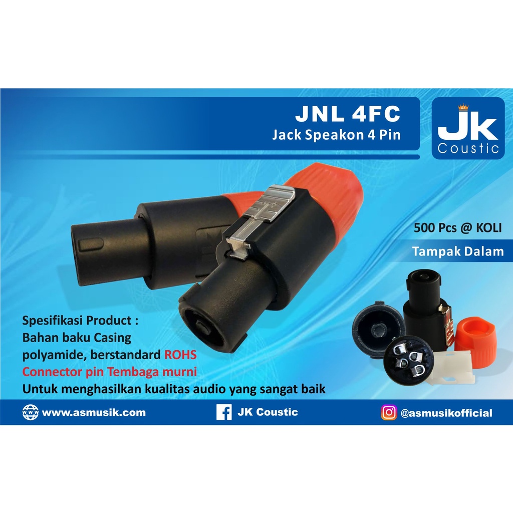 Jack Speakon 4 Pin JK Coustic JNL-4FC Conektor Speakon