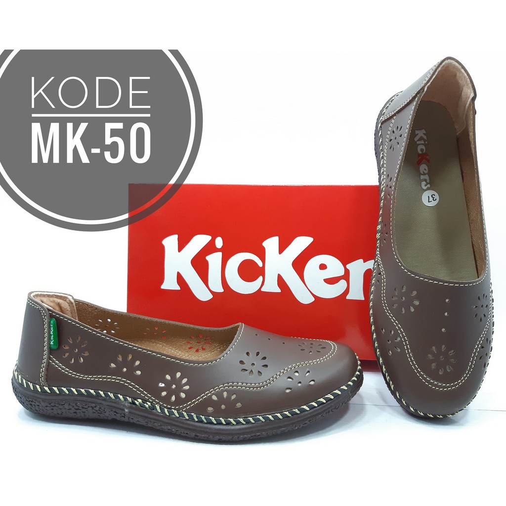 Sepatu Kickers Wanita Slip On Kode MK-50-Coklat