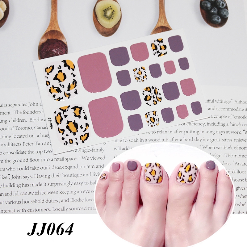 Jj061-080 22pcs/lembar Stiker Kuku Kaki Palsu 3d Diy