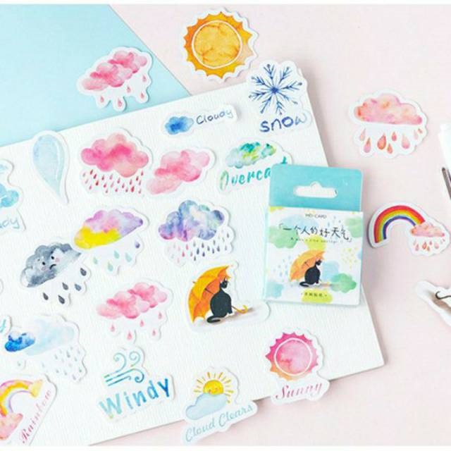 

46 Pcs Weather Deco Sticker untuk Scrapbook Jurnal Diary