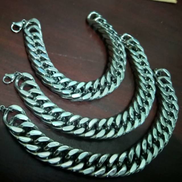 GELANG PRIA RANTAI BESAR TITANIUM SILVER