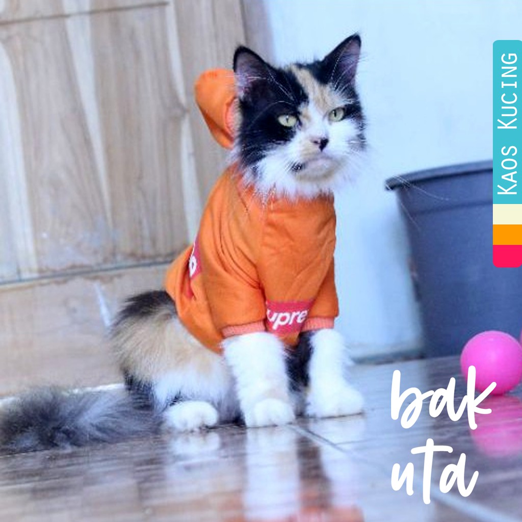 Kaos hoodie supreme kode #001 lucu untuk kucing &amp; anjing / baju jersey bola size S-XL
