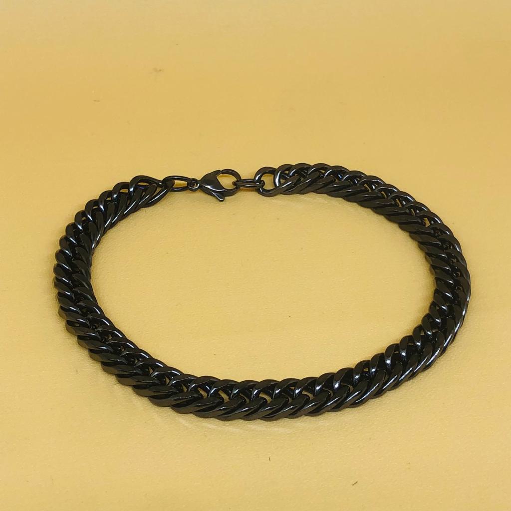 Gelang Titanium Pria Wanita Warna Gold Hitam Silver Anti Krat