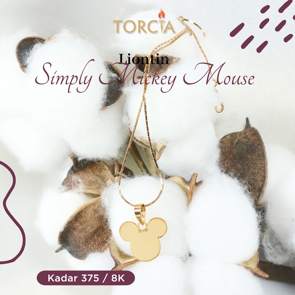 Kalung Liontin Emas Asli Simple Mickey Mouse Kadar 375 Torcia