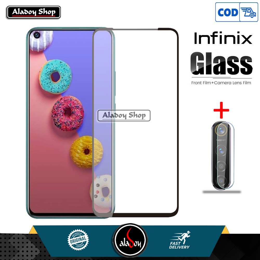 PAKET Tempered Glass Infinix S5 , S5 Lite Full Cover Screen Protector Free Tempered GlassCamera Lens