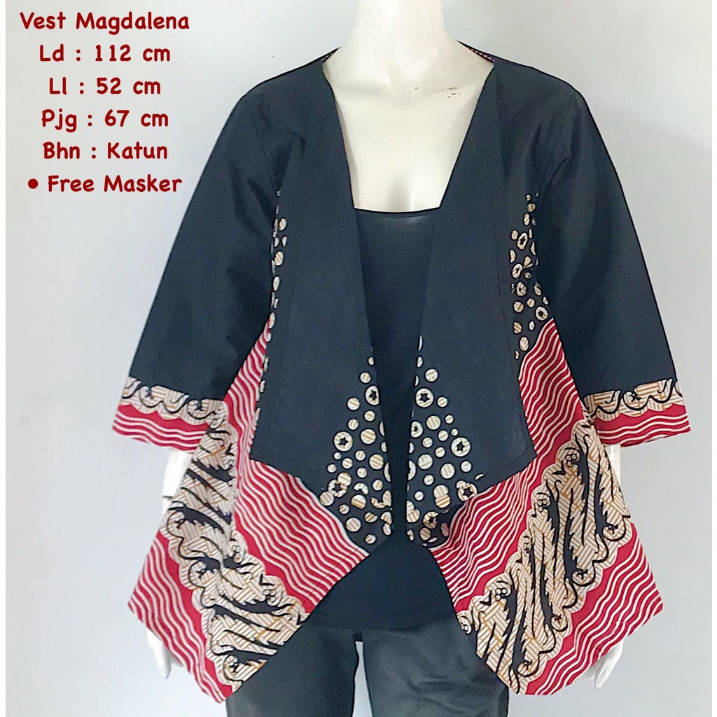 Vest magdalema  batik solo  bolero kerja outer lengan kantor