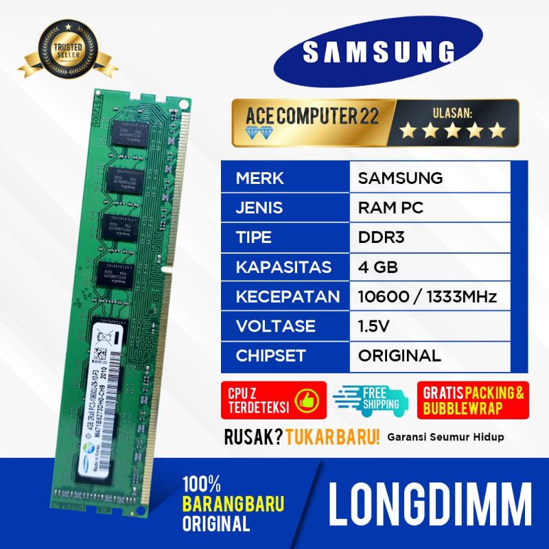 SAMSUNG LONGDIMM DDR3 4GB PC 10600