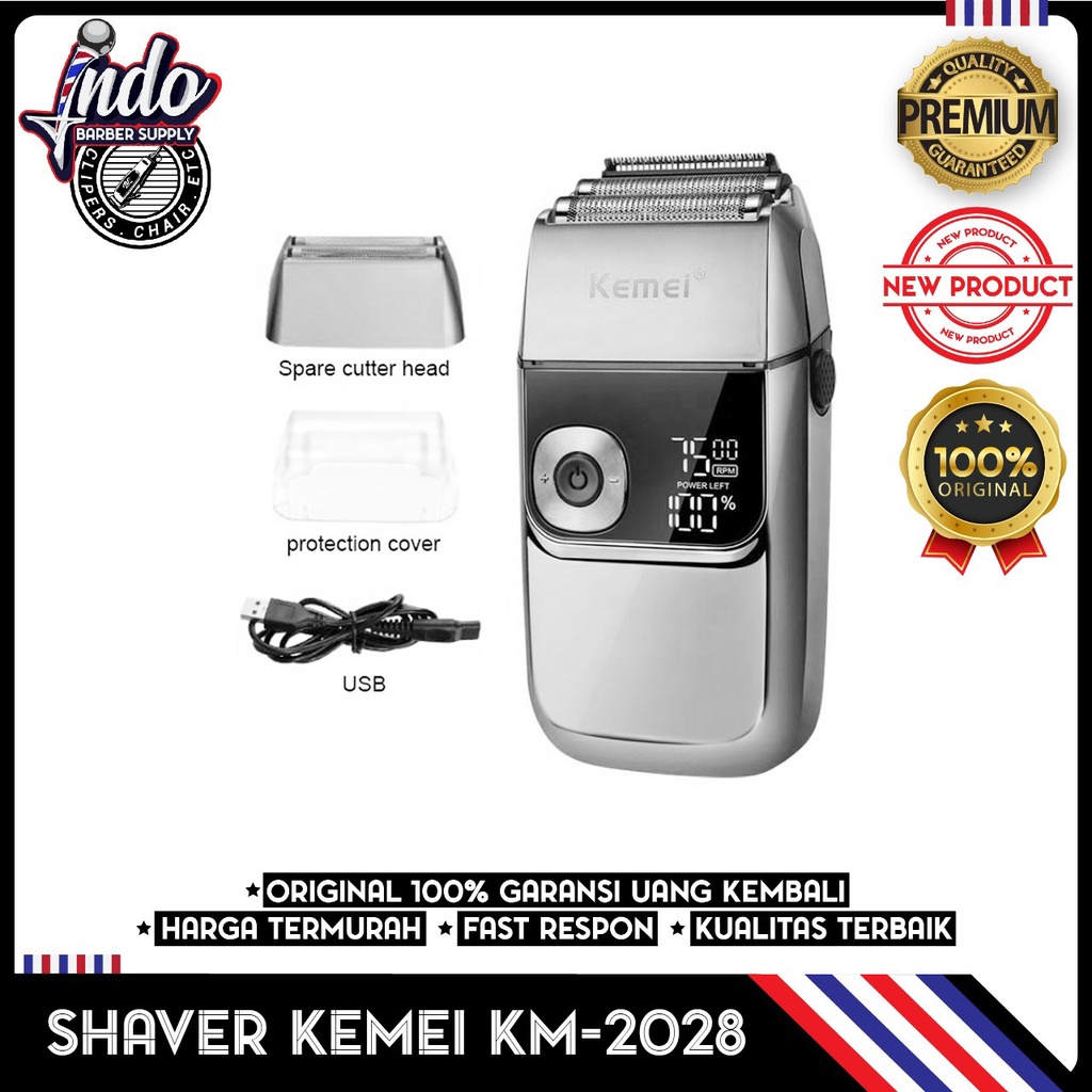 SHAVER KEMEI 2028 KM- 2028 Metal Body LED Display Electric Beard Razor