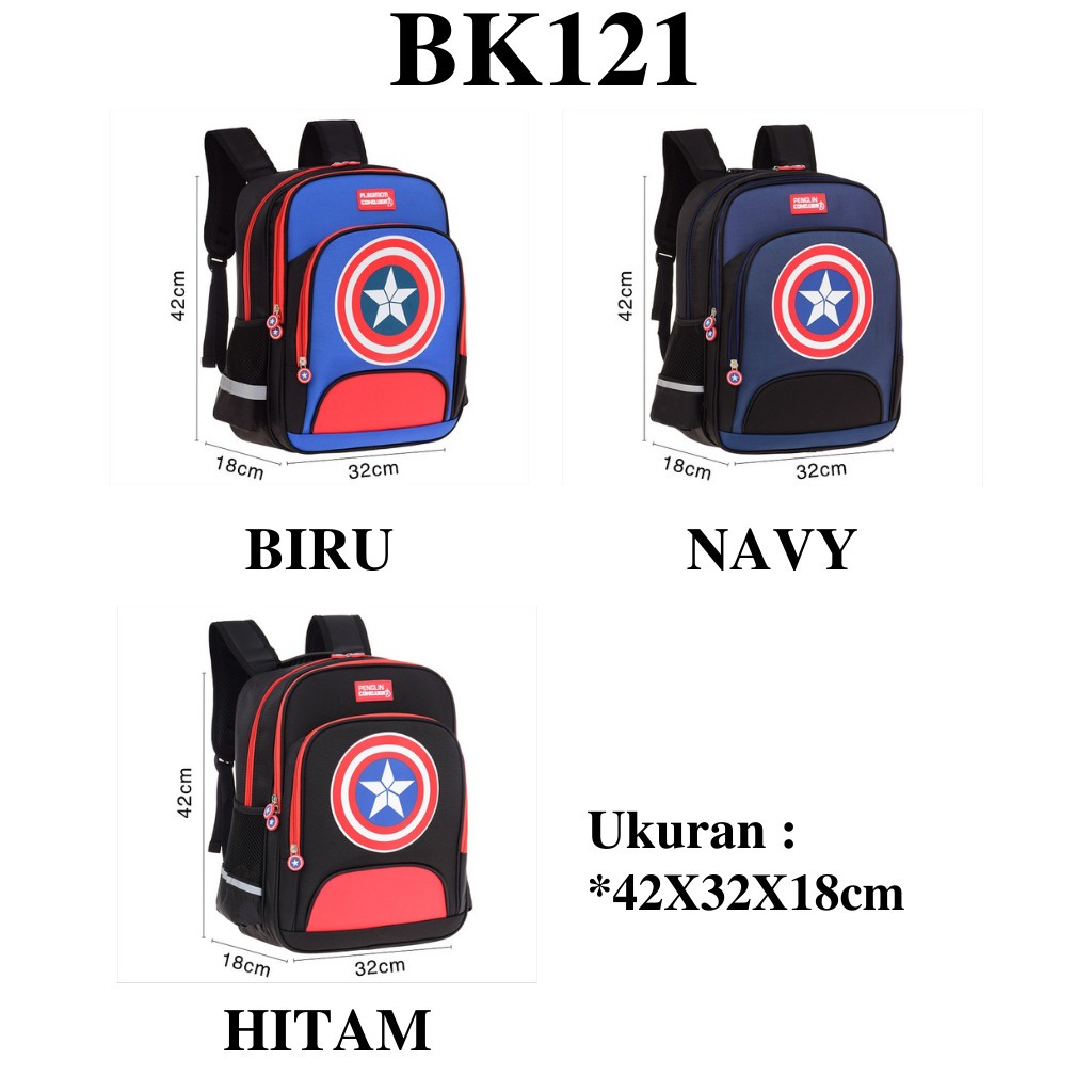 MIKADO - BK121 TAS SEKOLAH CAPTAIN AMERICA TAS RANSEL ANAK TAS ANAK TAS SEKOLAH ANAK TAS ANAK TK TAS RANSEL SEKOLAH