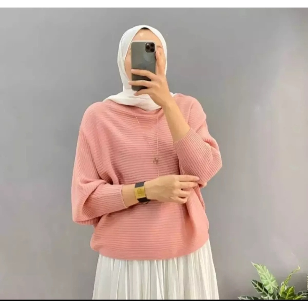 Baju Rajut Batwing Wanita | Atasan Rajut Oversize | Lasperal Batwing Bahan Rajut Premium