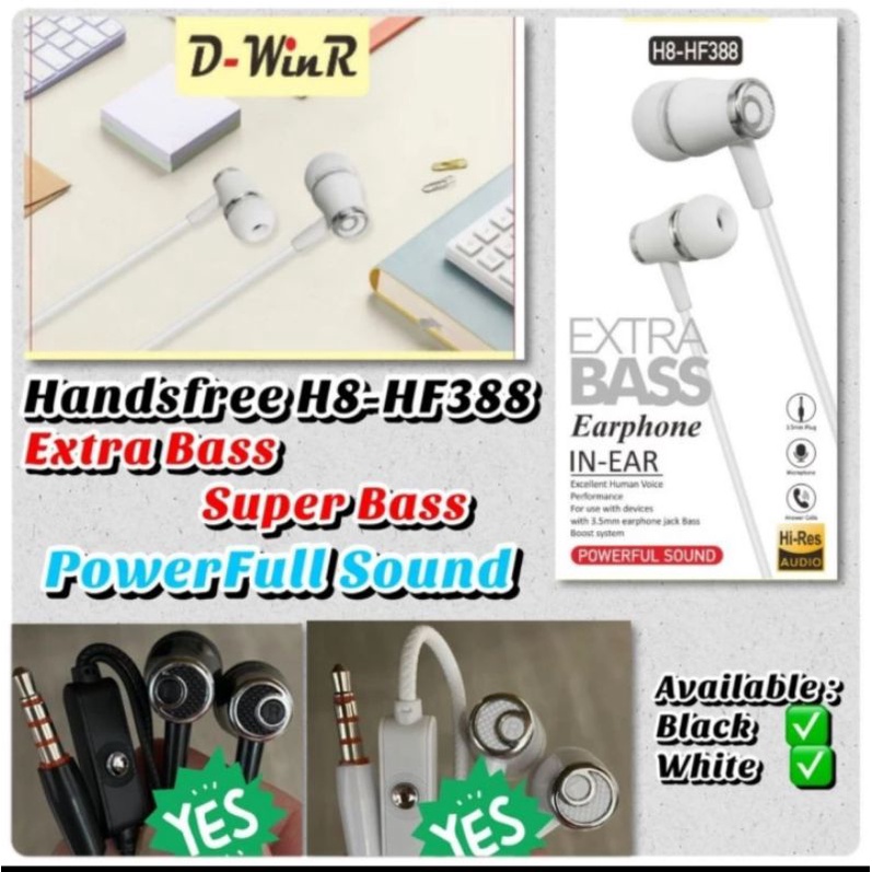 Headset Earphone Extra Bass D-winR H8-HF188