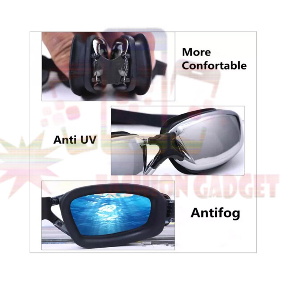 Kacamata Renang Santai / Kaca Mata Renang Mirror / Swimming Goggles Anti Fog Uv Protection