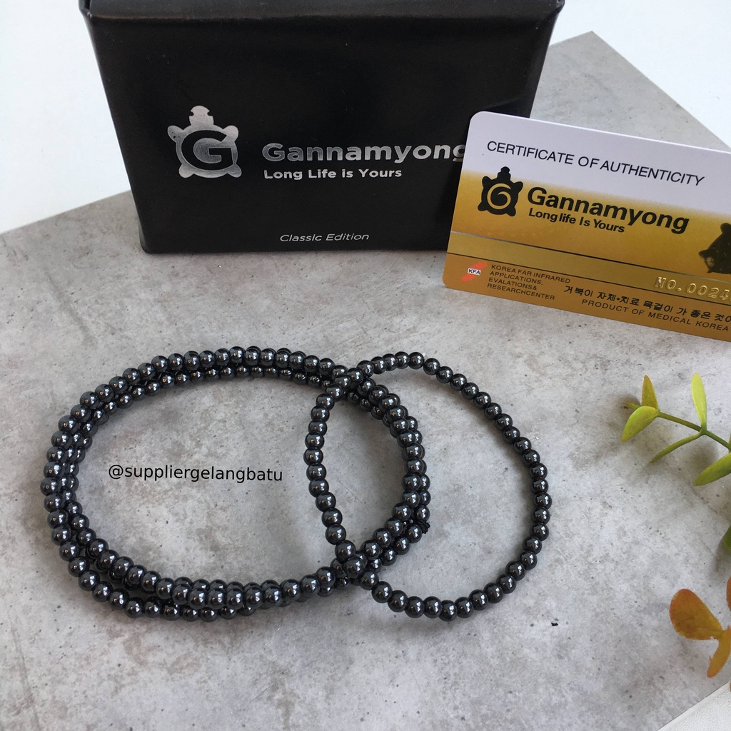 GANNAMYONG Kalung Gelang Kesehatan tormalin 4mm Terapi Peredaran darah