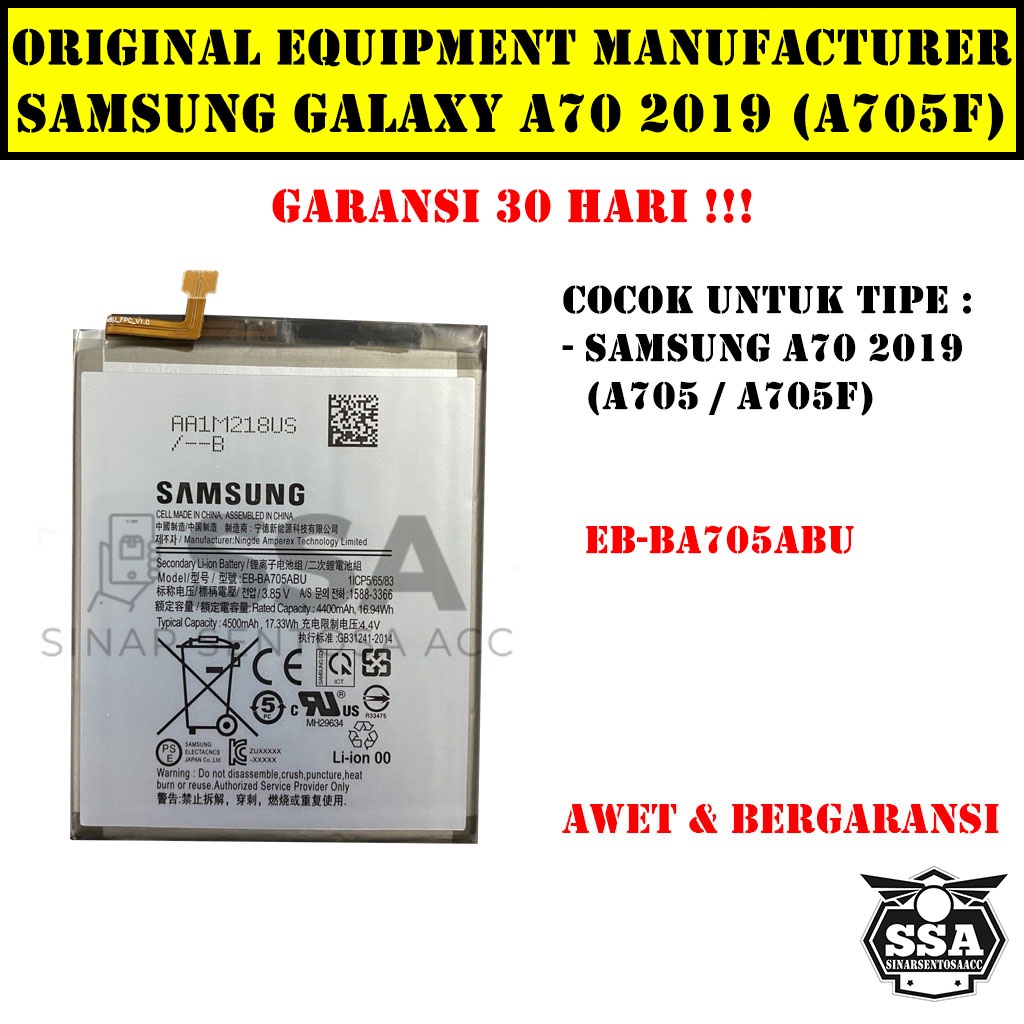 Baterai Original OEM Samsung Galaxy A70 2019 EB-BA705ABU A 70 A705 HP Ori Battery Batrai Batre Batu Batere GARANSI AWET MURAH