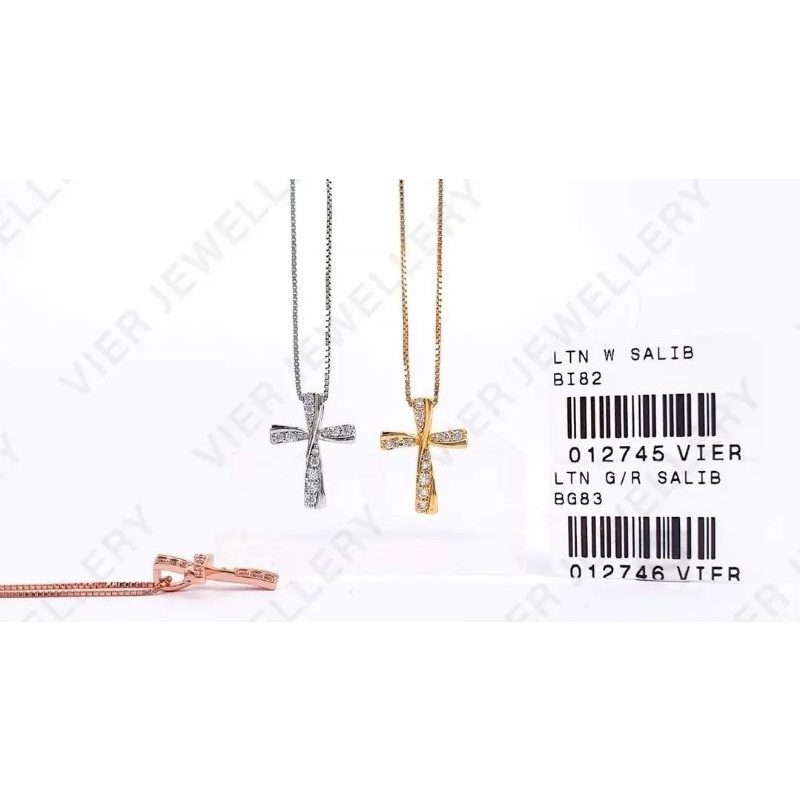 Kalung Salib (Vier) Replika Berlian Look Diamond /Lapis Emas